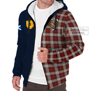 MacPhee Dress Tartan Sherpa Hoodie Alba with Scottish Lion Royal Arm Half Style - Tartan Vibes Clothing