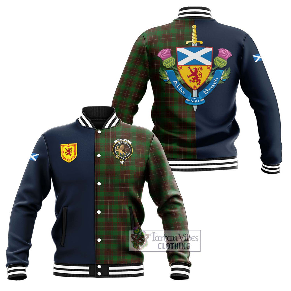 MacPhee Hunting Tartan Baseball Jacket Alba with Scottish Lion Royal Arm Half Style Unisex - Tartan Vibes Clothing