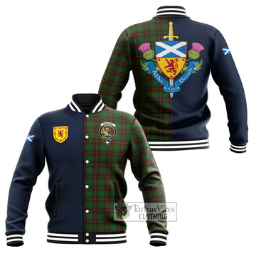 MacPhee Hunting Tartan Baseball Jacket Alba with Scottish Lion Royal Arm Half Style Unisex - Tartan Vibes Clothing