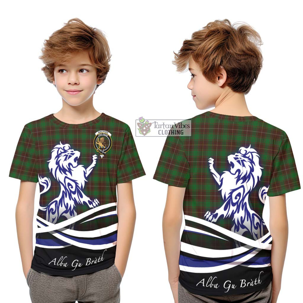 MacPhee Hunting Tartan Kid T-Shirt with Alba Gu Brath Regal Lion Emblem Youth XL Size14 - Tartan Vibes Clothing