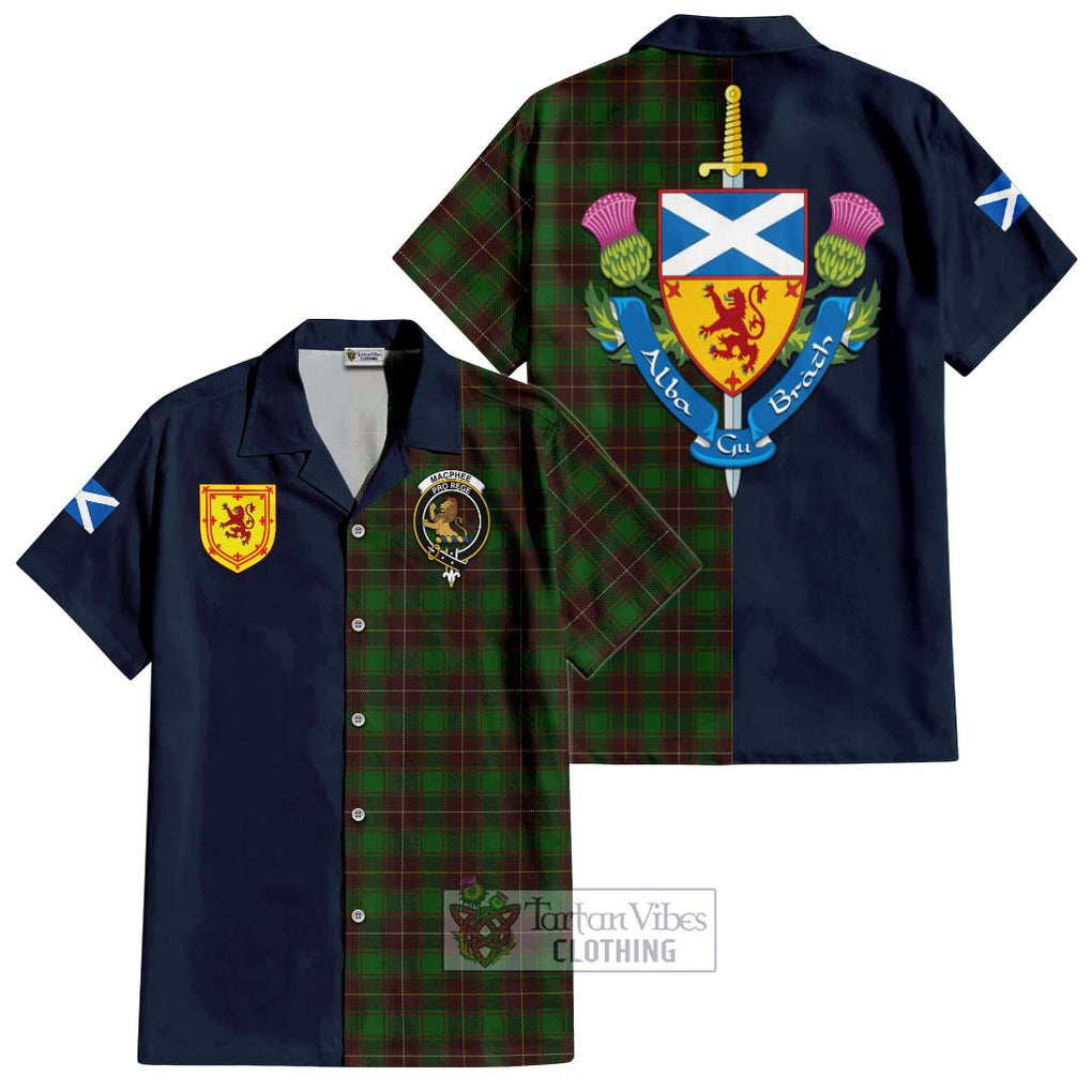 MacPhee Hunting Tartan Hawaiian Shirt Alba with Scottish Lion Royal Arm Half Style Kid - Tartan Vibes Clothing