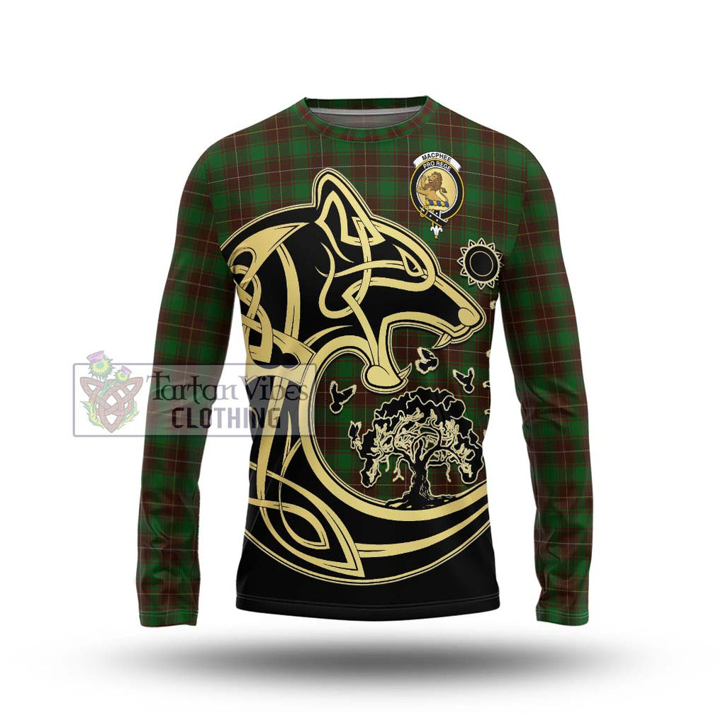 MacPhee Hunting Tartan Long Sleeve T-Shirt with Family Crest Celtic Wolf Style Unisex - Tartan Vibes Clothing