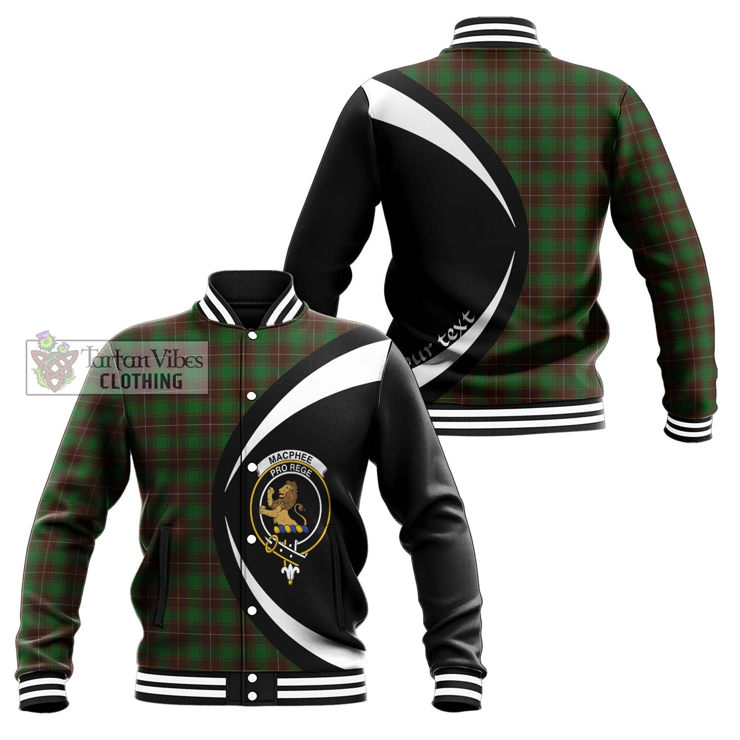 MacPhee Hunting Tartan Baseball Jacket with Family Crest Circle Style Unisex - Tartan Vibes Clothing
