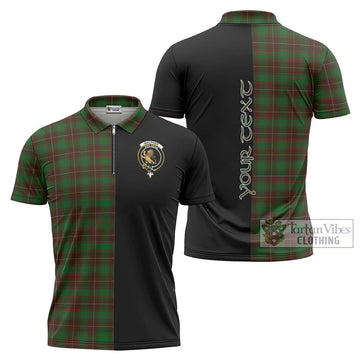 MacPhee Hunting Tartan Zipper Polo Shirt with Family Crest and Half Of Me Style Unisex - Tartan Vibes Clothing