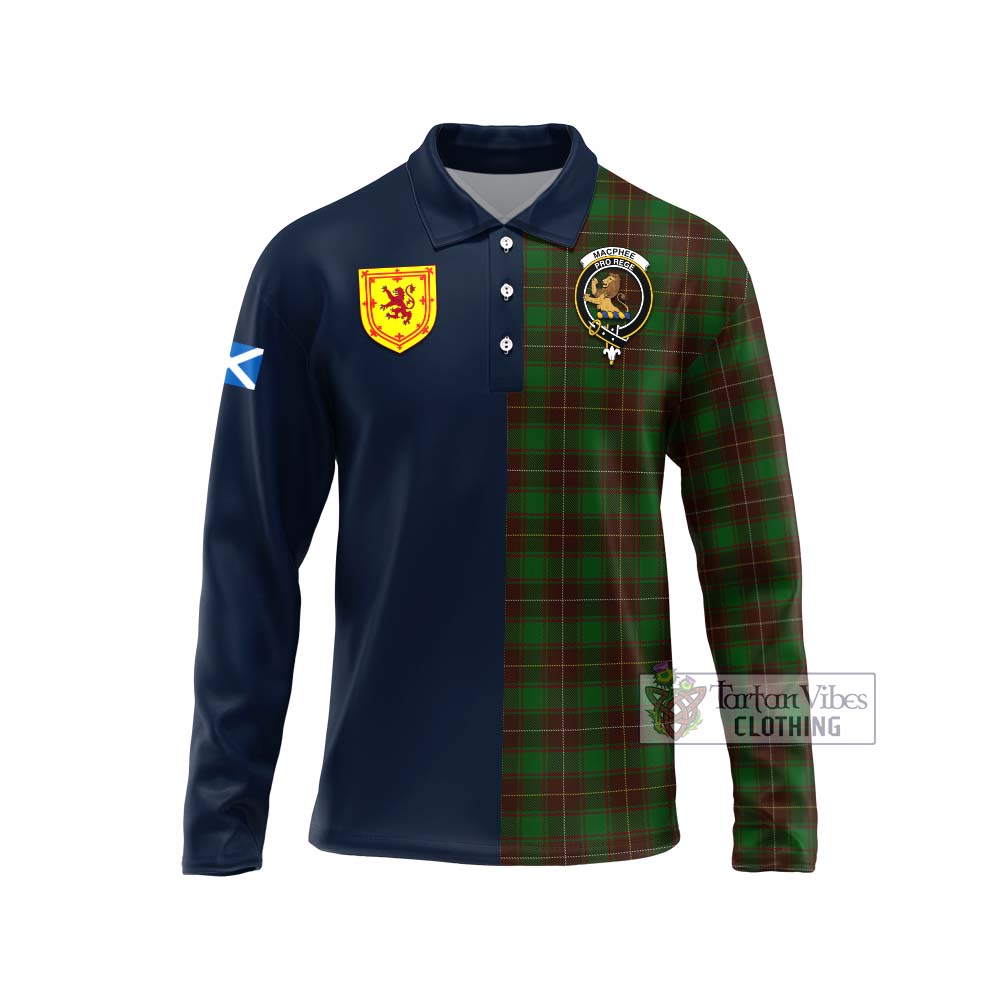 MacPhee Hunting Tartan Long Sleeve Polo Shirt Alba with Scottish Lion Royal Arm Half Style Unisex - Tartan Vibes Clothing