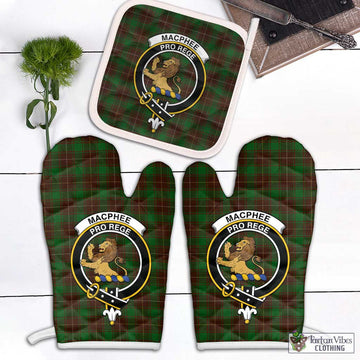 MacPhee Hunting Tartan Combo Oven Mitt & Pot-Holder with Family Crest Combo 2 Oven Mitt & 1 Pot-Holder Black - Tartan Vibes Clothing