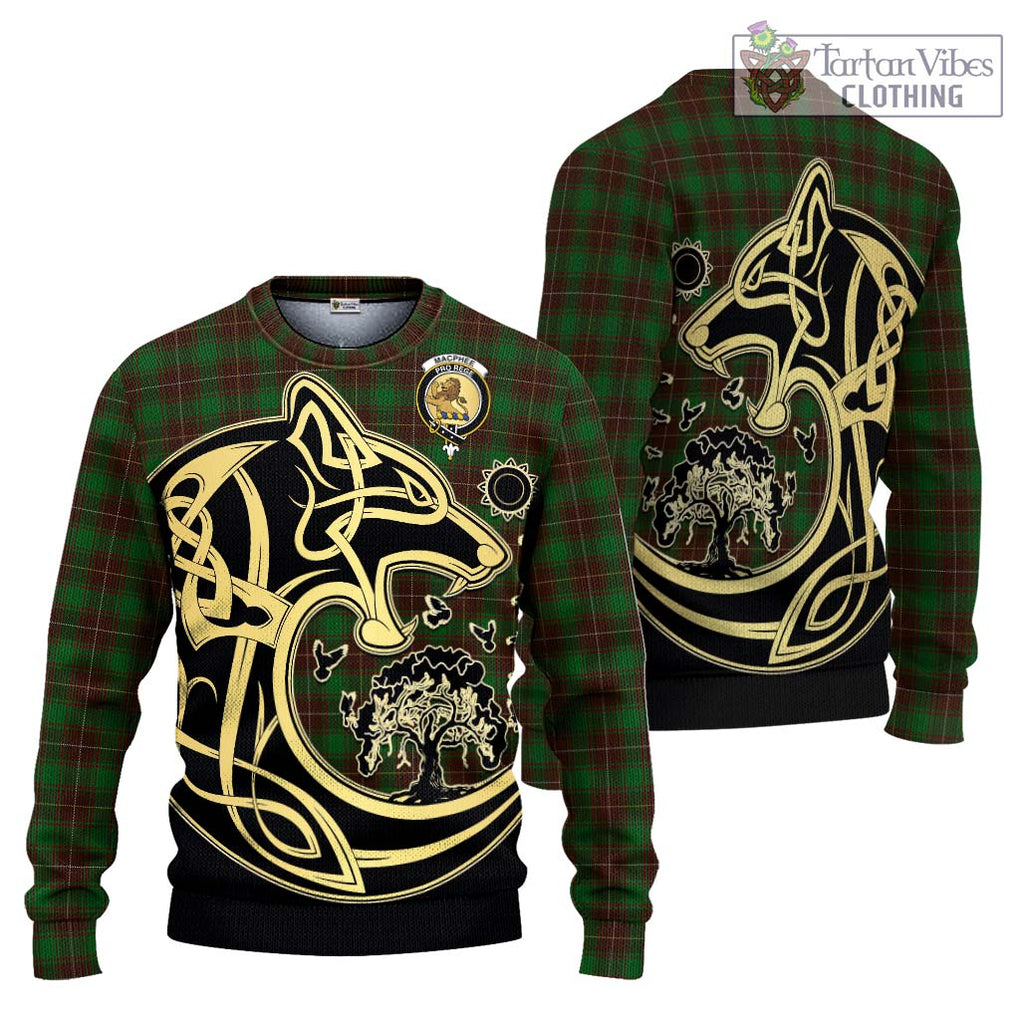 MacPhee Hunting Tartan Ugly Sweater with Family Crest Celtic Wolf Style Unisex - Tartan Vibes Clothing