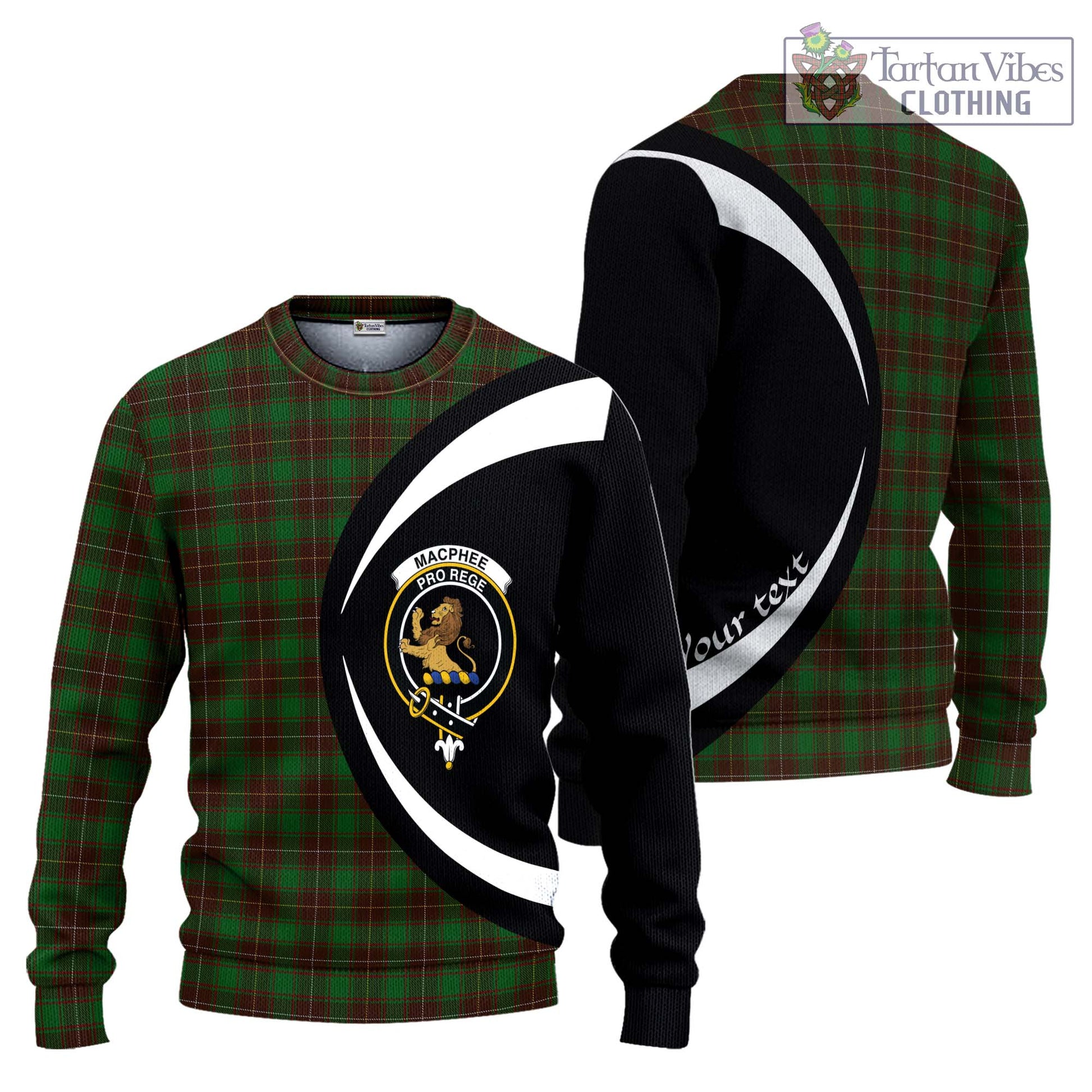 MacPhee Hunting Tartan Ugly Sweater with Family Crest Circle Style Unisex - Tartan Vibes Clothing