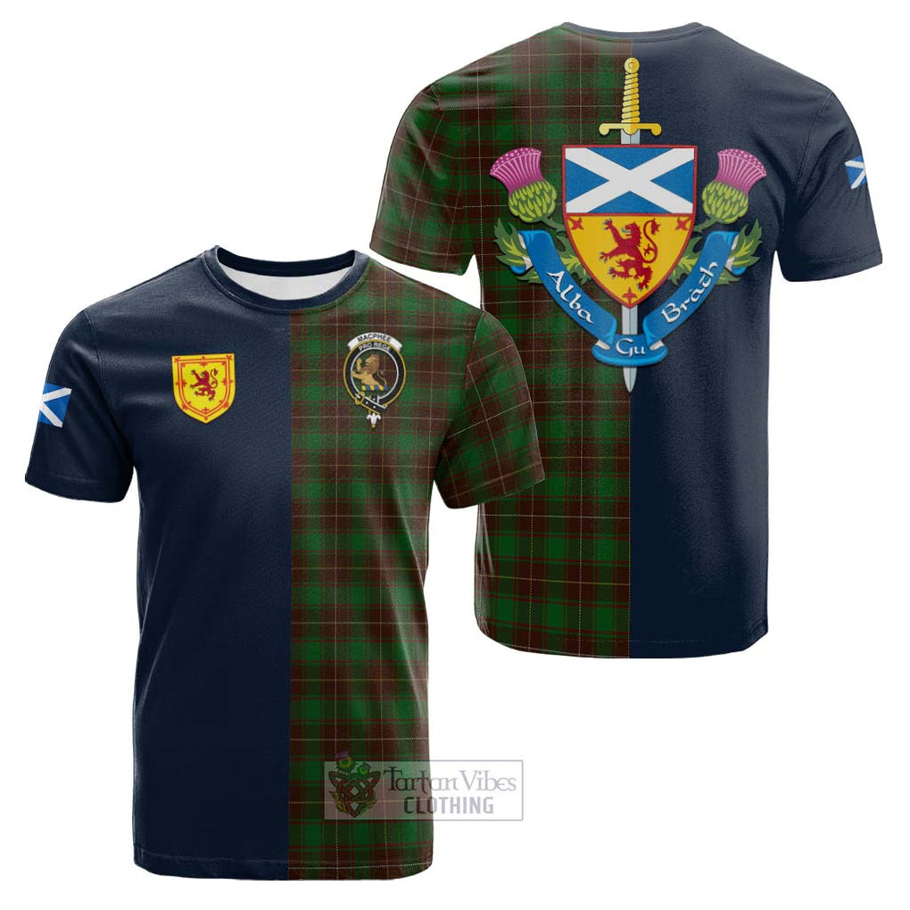 Tartan Vibes Clothing MacPhee Hunting Tartan Cotton T-shirt with Scottish Lion Royal Arm Half Style
