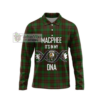 MacPhee Hunting Tartan Long Sleeve Polo Shirt with Family Crest DNA In Me Style Unisex - Tartan Vibes Clothing