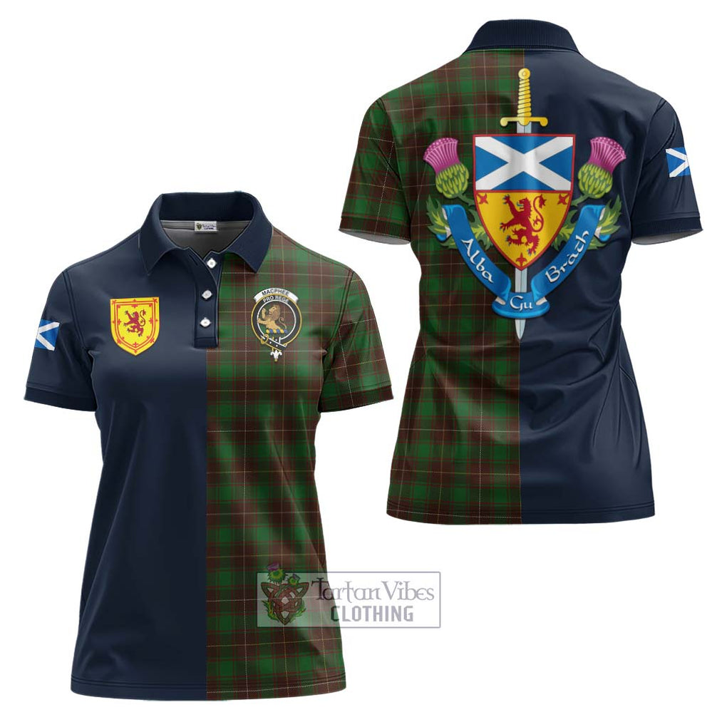 MacPhee Hunting Tartan Women's Polo Shirt Alba with Scottish Lion Royal Arm Half Style Women - Tartan Vibes Clothing