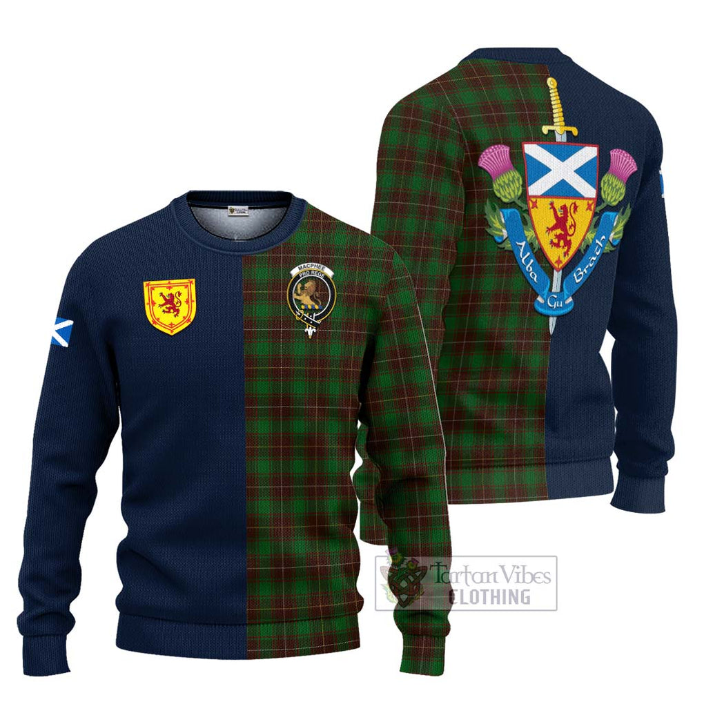 MacPhee Hunting Tartan Ugly Sweater Alba with Scottish Lion Royal Arm Half Style Unisex - Tartan Vibes Clothing