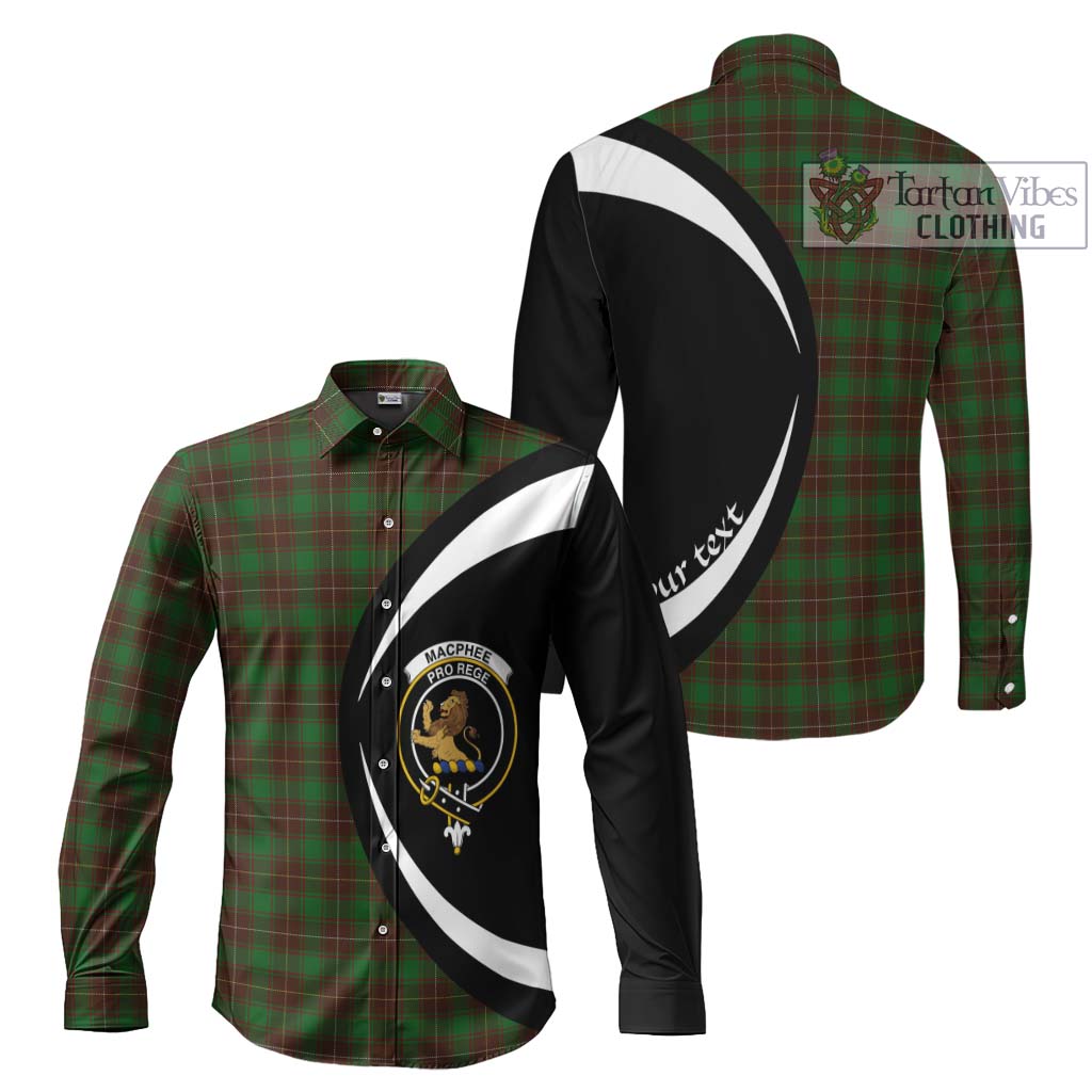 MacPhee Hunting Tartan Long Sleeve Button Up with Family Crest Circle Style Men's Shirt S - Tartan Vibes Clothing