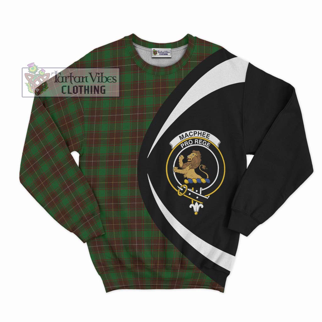 MacPhee Hunting Tartan Sweatshirt with Family Crest Circle Style Unisex - Tartan Vibes Clothing