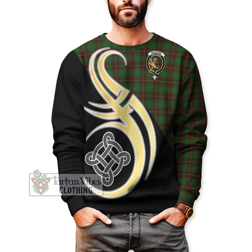 MacPhee Hunting Tartan Sweatshirt with Family Crest and Celtic Symbol Style Unisex - Tartan Vibes Clothing