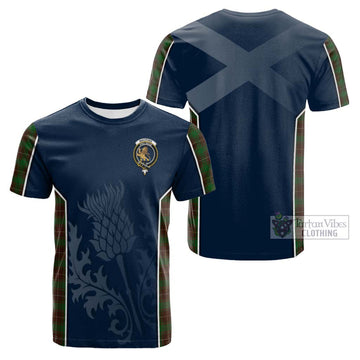 Tartan Vibes Clothing MacPhee Hunting Tartan Cotton T-shirt with Family Crest and Scottish Thistle Vibes Sport Style