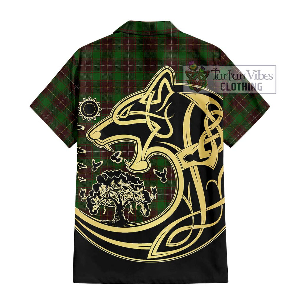 MacPhee Hunting Tartan Hawaiian Shirt with Family Crest Celtic Wolf Style - Tartan Vibes Clothing