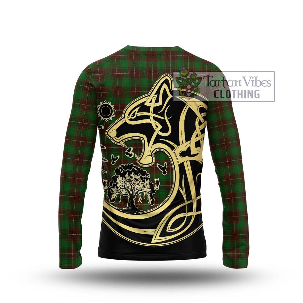 MacPhee Hunting Tartan Long Sleeve T-Shirt with Family Crest Celtic Wolf Style - Tartan Vibes Clothing