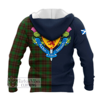 MacPhee Hunting Tartan Knitted Hoodie Alba with Scottish Lion Royal Arm Half Style - Tartan Vibes Clothing