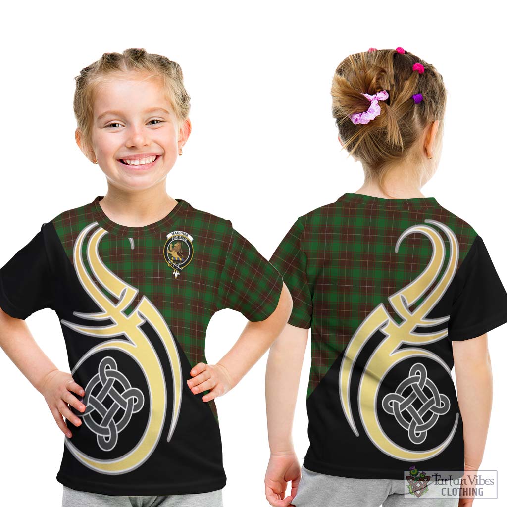 MacPhee Hunting Tartan Kid T-Shirt with Family Crest and Celtic Symbol Style - Tartan Vibes Clothing