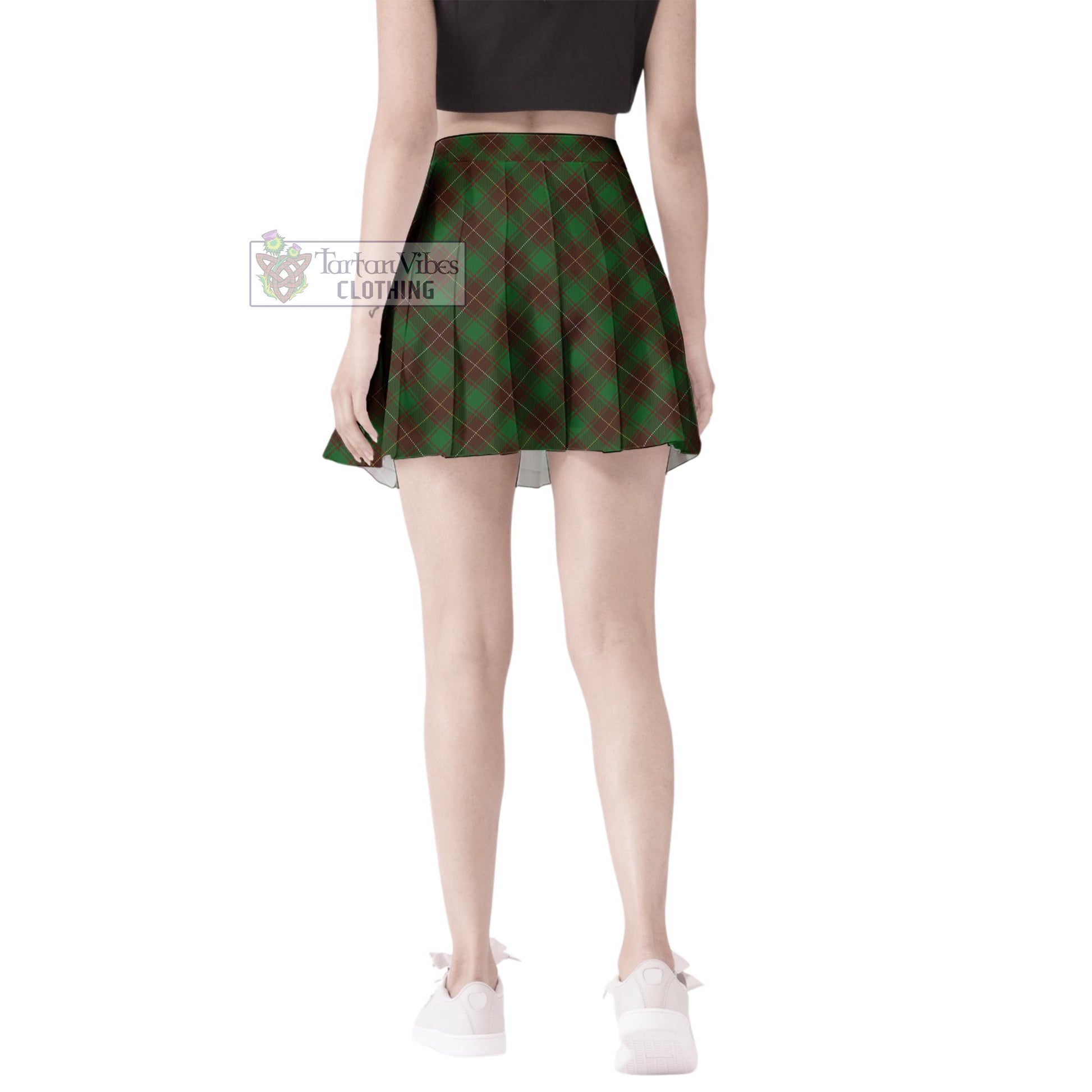 MacPhee Hunting Tartan Women's Plated Mini Skirt Cross Style - Tartan Vibes Clothing