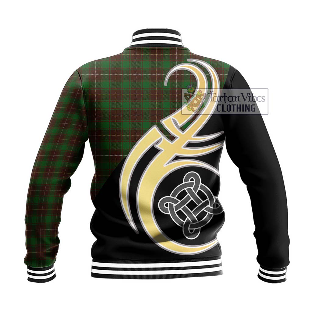 MacPhee Hunting Tartan Baseball Jacket with Family Crest and Celtic Symbol Style - Tartan Vibes Clothing