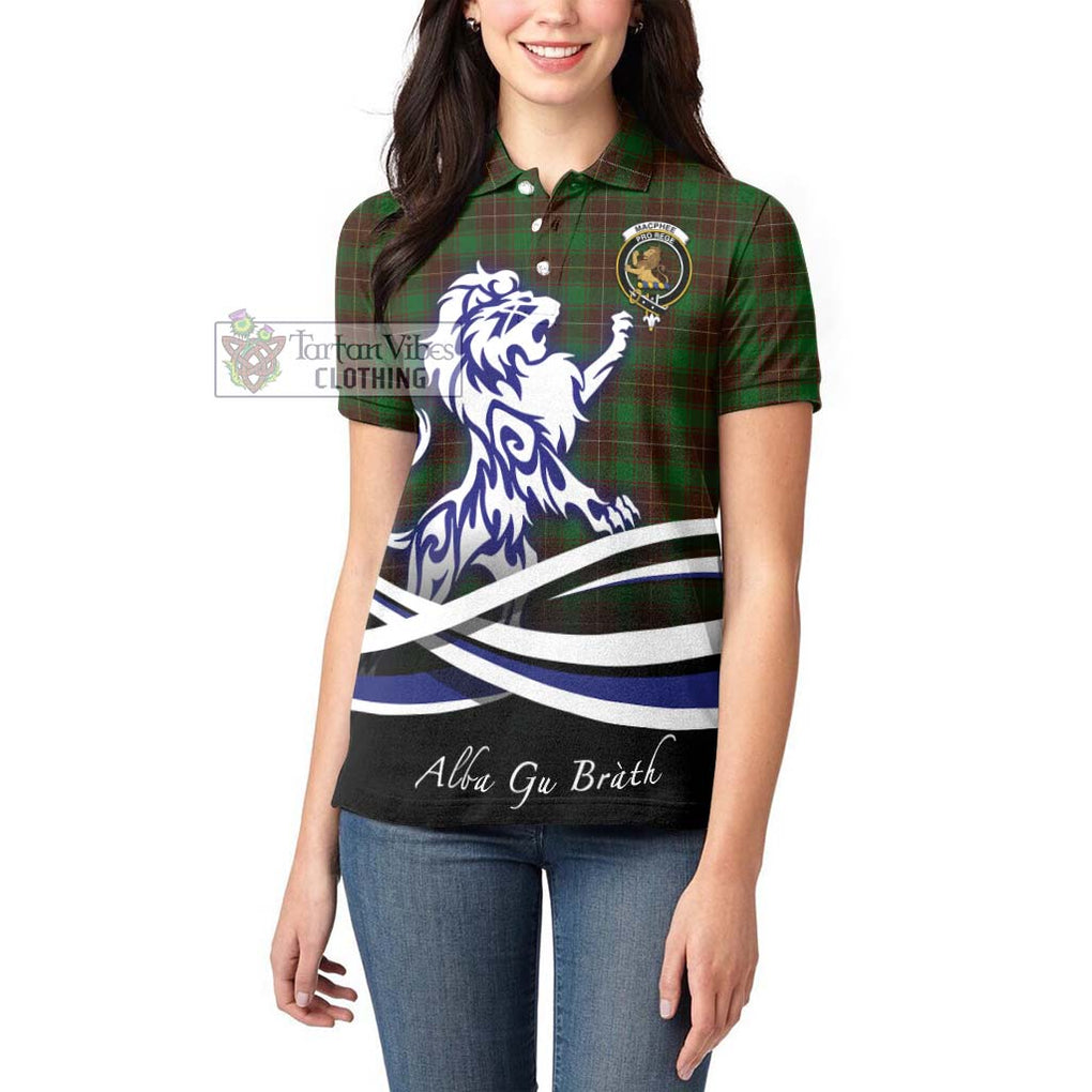 MacPhee Hunting Tartan Women's Polo Shirt with Alba Gu Brath Regal Lion Emblem - Tartan Vibes Clothing