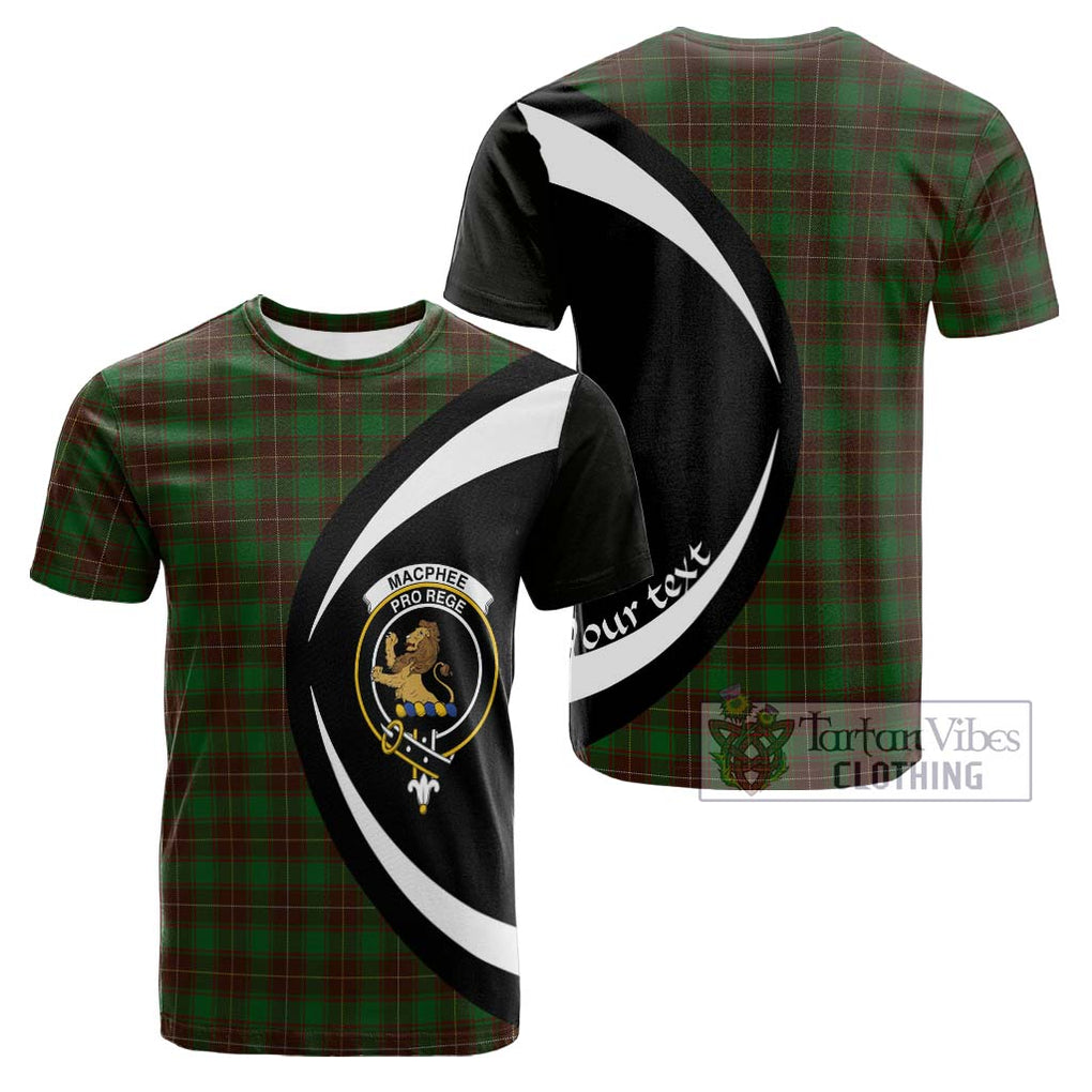 Tartan Vibes Clothing MacPhee Hunting Tartan Cotton T-shirt with Family Crest Circle Style