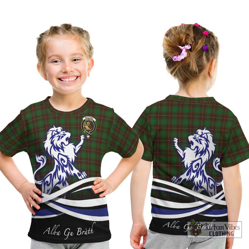 MacPhee Hunting Tartan Kid T-Shirt with Alba Gu Brath Regal Lion Emblem - Tartan Vibes Clothing