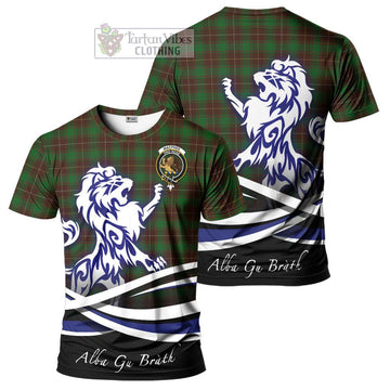 Tartan Vibes Clothing MacPhee Hunting Tartan Cotton T-shirt with Alba Gu Brath Regal Lion Emblem