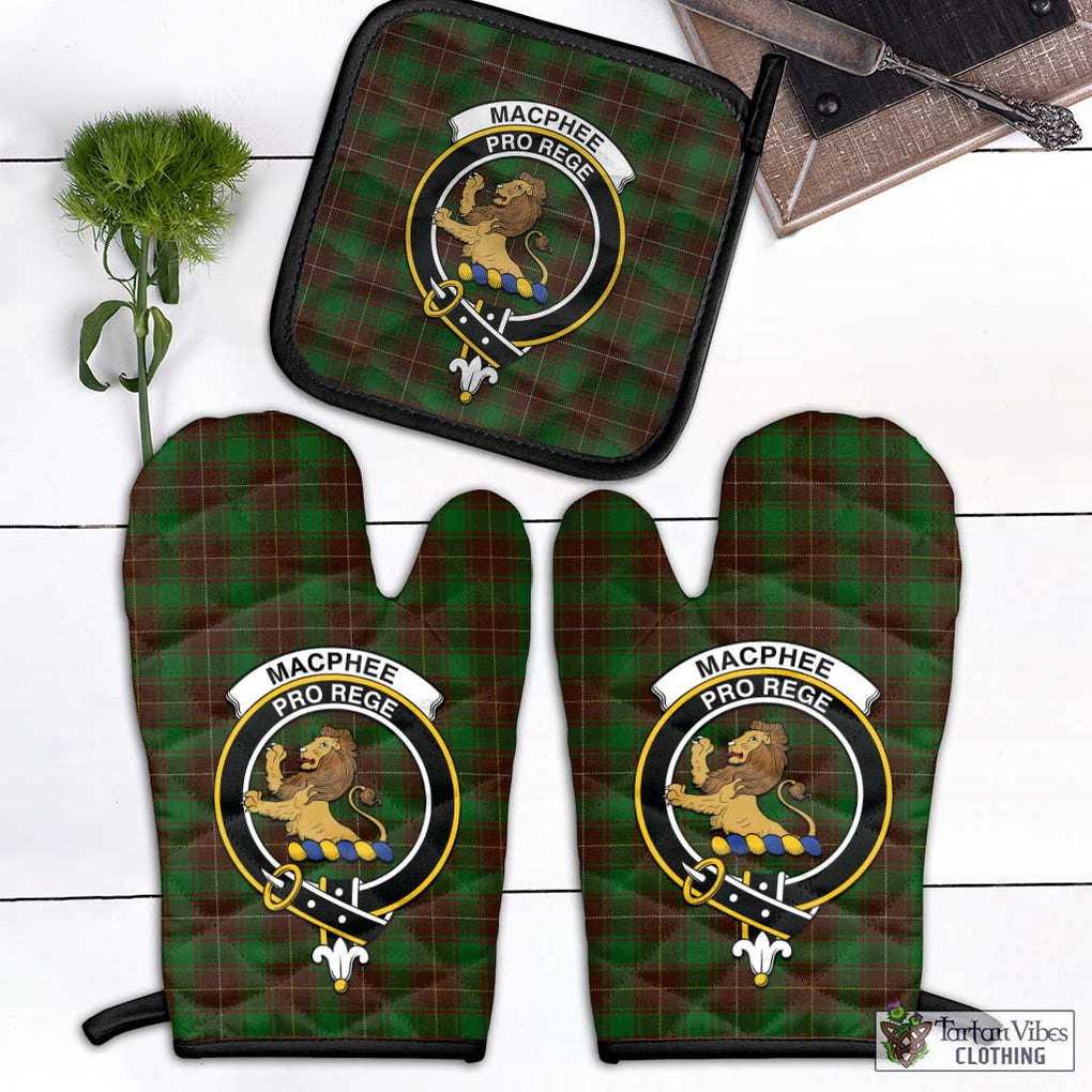 MacPhee Hunting Tartan Combo Oven Mitt & Pot-Holder with Family Crest Black - Tartan Vibes Clothing