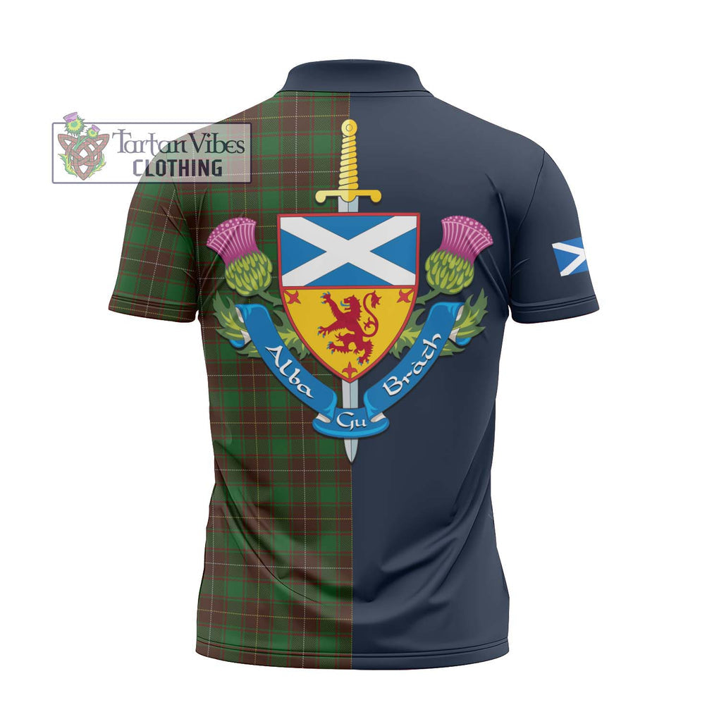 MacPhee Hunting Tartan Zipper Polo Shirt Alba with Scottish Lion Royal Arm Half Style - Tartan Vibes Clothing
