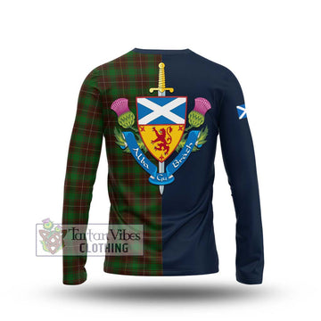 MacPhee Hunting Tartan Long Sleeve T-Shirt Alba with Scottish Lion Royal Arm Half Style - Tartan Vibes Clothing