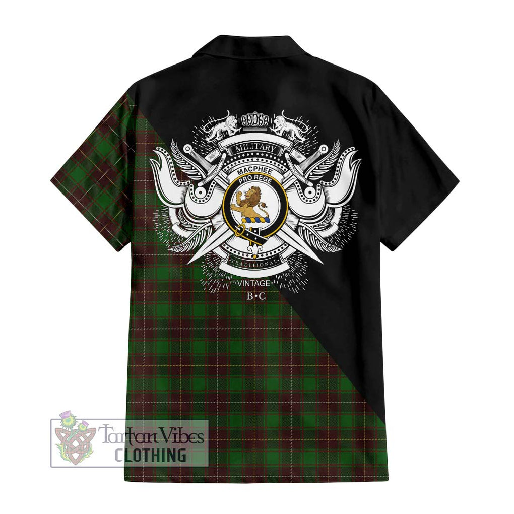 MacPhee Hunting Tartan Hawaiian Shirt with Family Crest and Military Logo Style - Tartan Vibes Clothing