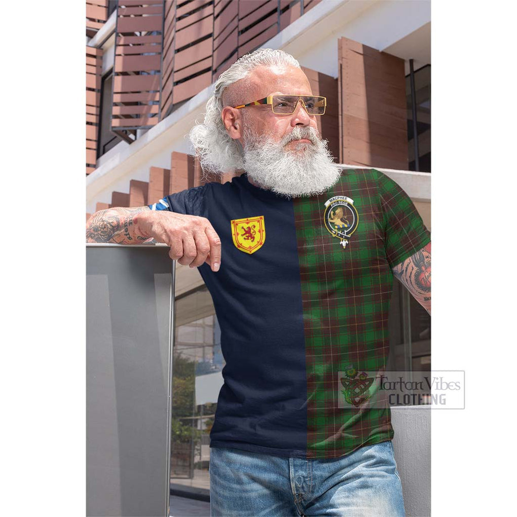 Tartan Vibes Clothing MacPhee Hunting Tartan Cotton T-shirt with Scottish Lion Royal Arm Half Style