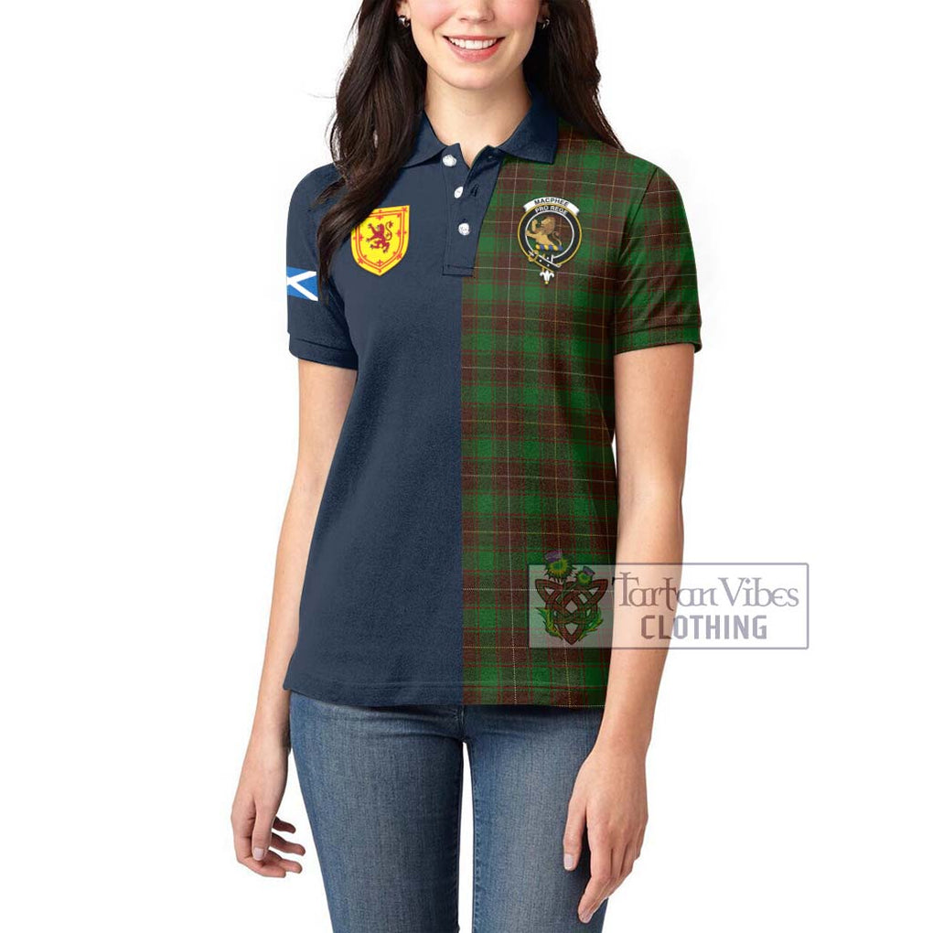 MacPhee Hunting Tartan Women's Polo Shirt Alba with Scottish Lion Royal Arm Half Style - Tartan Vibes Clothing