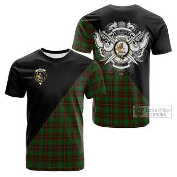 Tartan Vibes Clothing MacPhee Hunting Tartan Cotton T-shirt with Family Crest and Military Logo Style