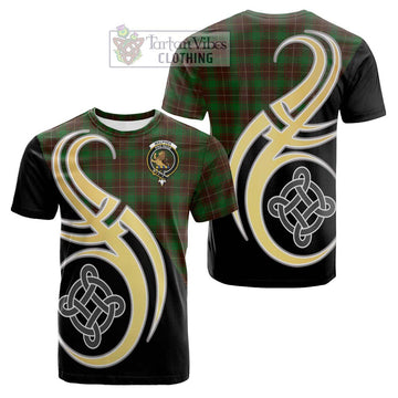Tartan Vibes Clothing MacPhee Hunting Tartan Cotton T-shirt with Family Crest and Celtic Symbol Style