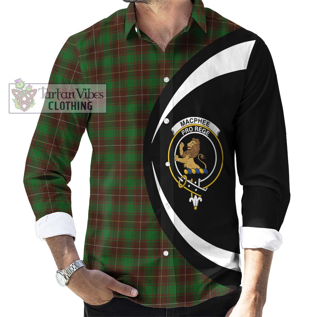 MacPhee Hunting Tartan Long Sleeve Button Up with Family Crest Circle Style - Tartan Vibes Clothing