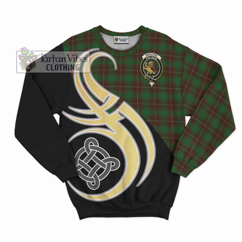 MacPhee Hunting Tartan Sweatshirt with Family Crest and Celtic Symbol Style - Tartan Vibes Clothing