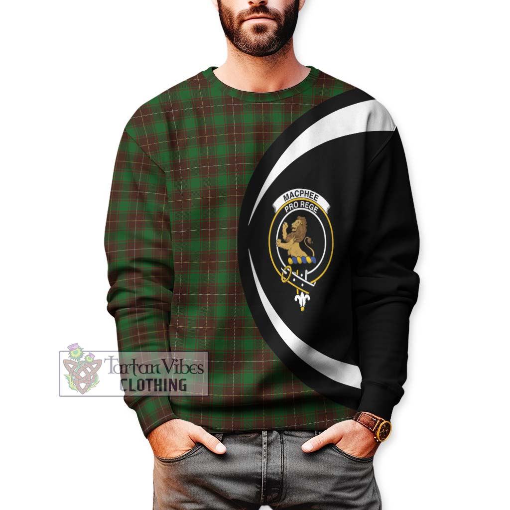 MacPhee Hunting Tartan Sweatshirt with Family Crest Circle Style - Tartan Vibes Clothing