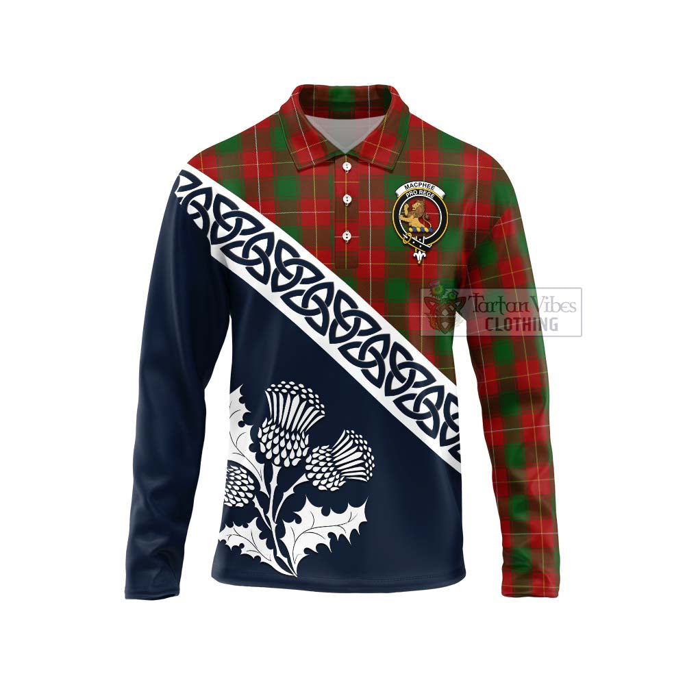 MacPhee (McPhee) Tartan Long Sleeve Polo Shirt Featuring Thistle and Scotland Map Unisex - Tartan Vibes Clothing