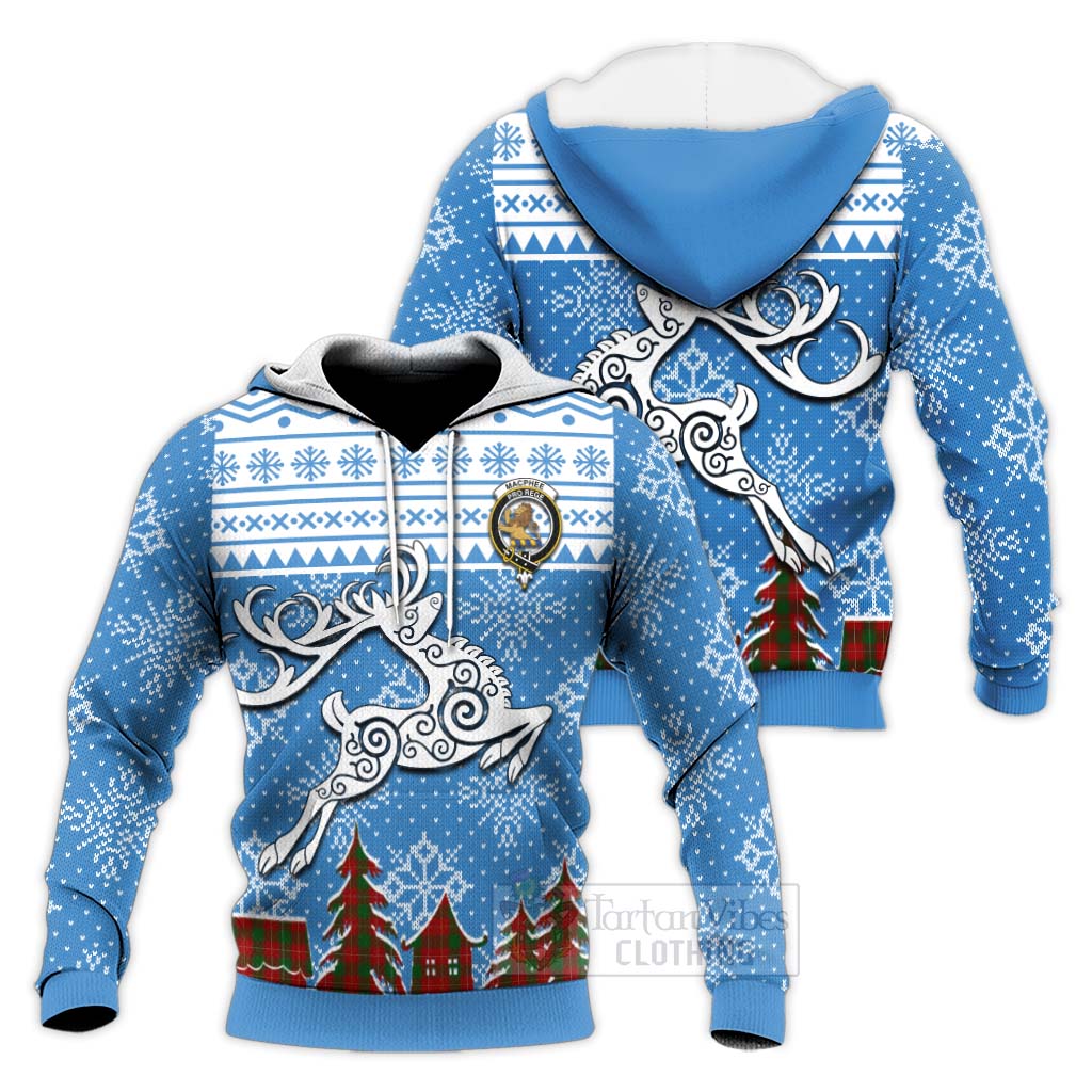 MacPhee (McPhee) Clan Christmas Knitted Hoodie Celtic Reindeer Style Unisex Knitted Pullover Hoodie - Tartan Vibes Clothing