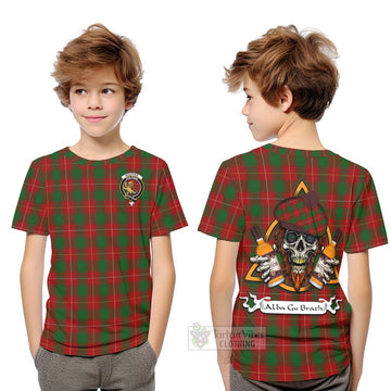MacPhee (McPhee) Tartan Kid T-Shirt with Family Crest and Bearded Skull Holding Bottles of Whiskey Youth XL Size14 - Tartan Vibes Clothing