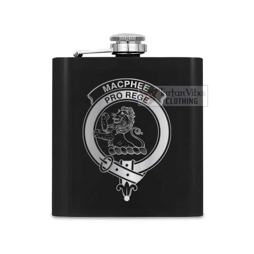 MacPhee (McPhee) Crest Hip Flask Set 7oz Black Stainless Steel with A Gift Box One Size 7oz - 2D-tartanvibesclothing