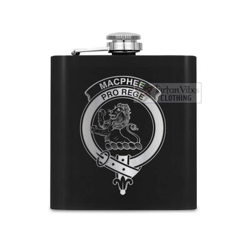 MacPhee (McPhee) Crest Hip Flask Set 7oz Black Stainless Steel with A Gift Box One Size 7oz - 2D-tartanvibesclothing