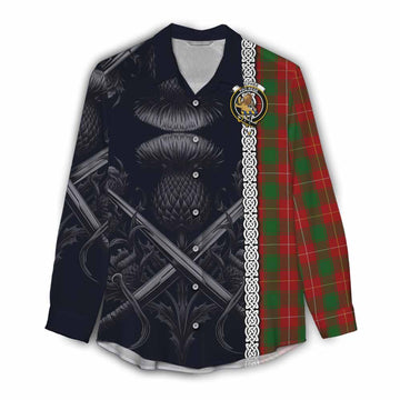 MacPhee (McPhee) Tartan Women's Casual Shirt with Family Crest Cross Sword Thistle Celtic Vibes Female - Tartan Vibes Clothing