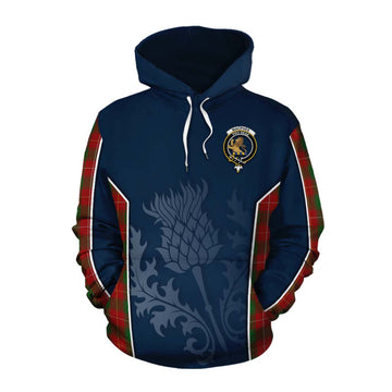Tartan Vibes Clothing MacPhee (McPhee) Tartan Cotton Hoodie with Family Crest and Scottish Thistle Vibes Sport Style