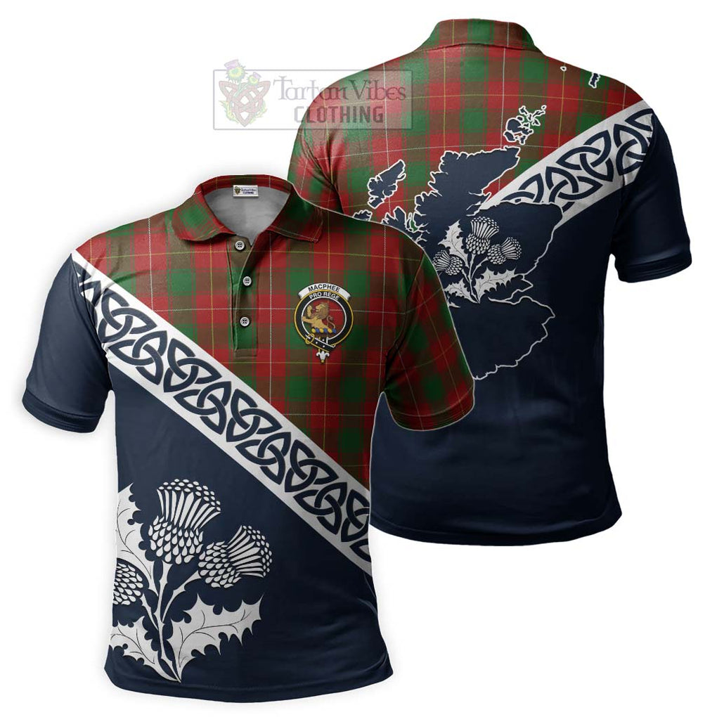 MacPhee (McPhee) Tartan Polo Shirt Featuring Thistle and Scotland Map Kid - Tartanvibesclothing Store