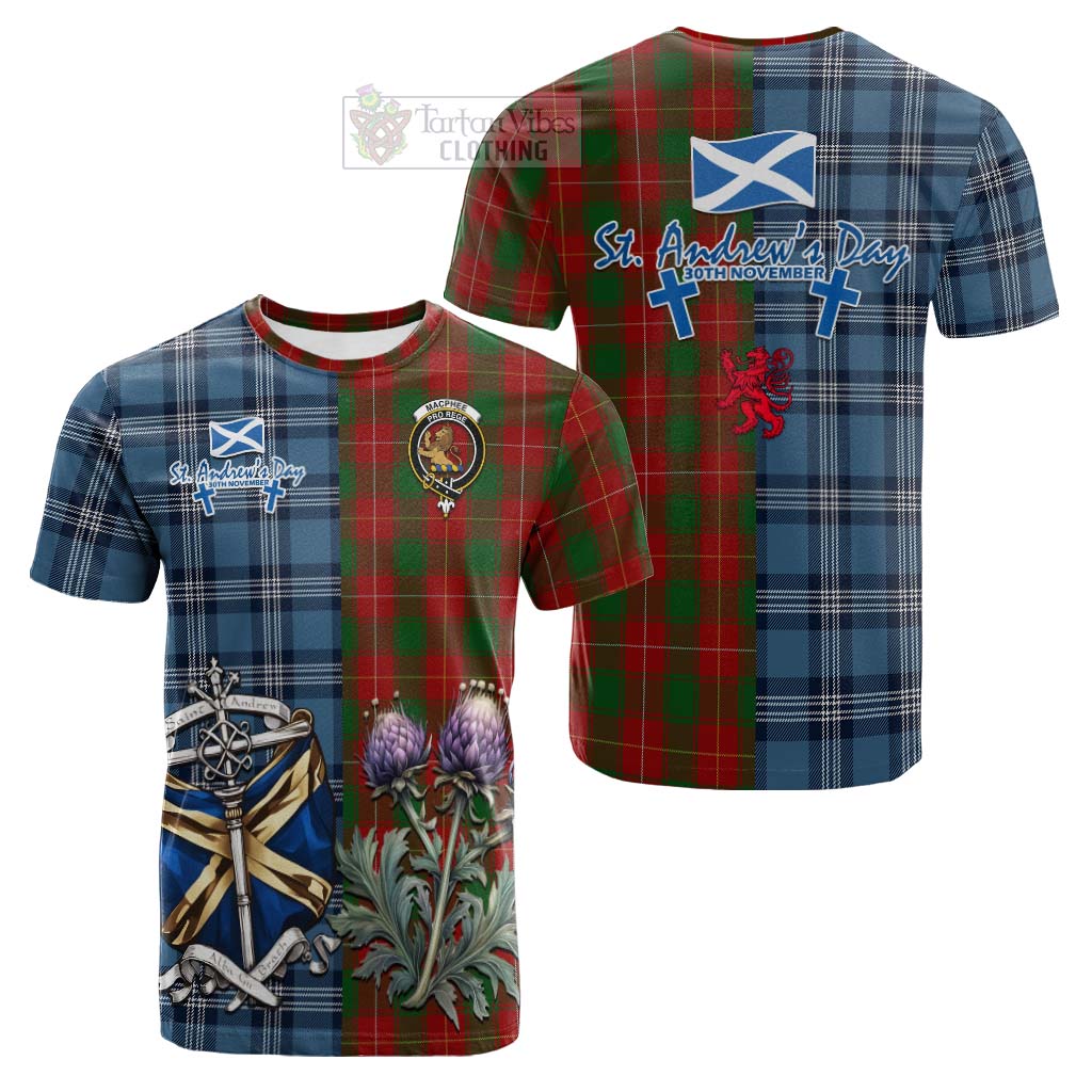 MacPhee (McPhee) Tartan Cotton T-shirt Happy St. Andrew's Day Half Tartan Style Kid's Shirt - Tartan Vibes Clothing
